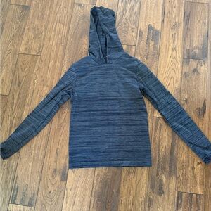 Gray Hooded Long Sleeve Top